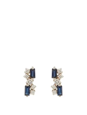 Fireworks 18K White Gold Earrings With Blue Sapphire And Diamonds