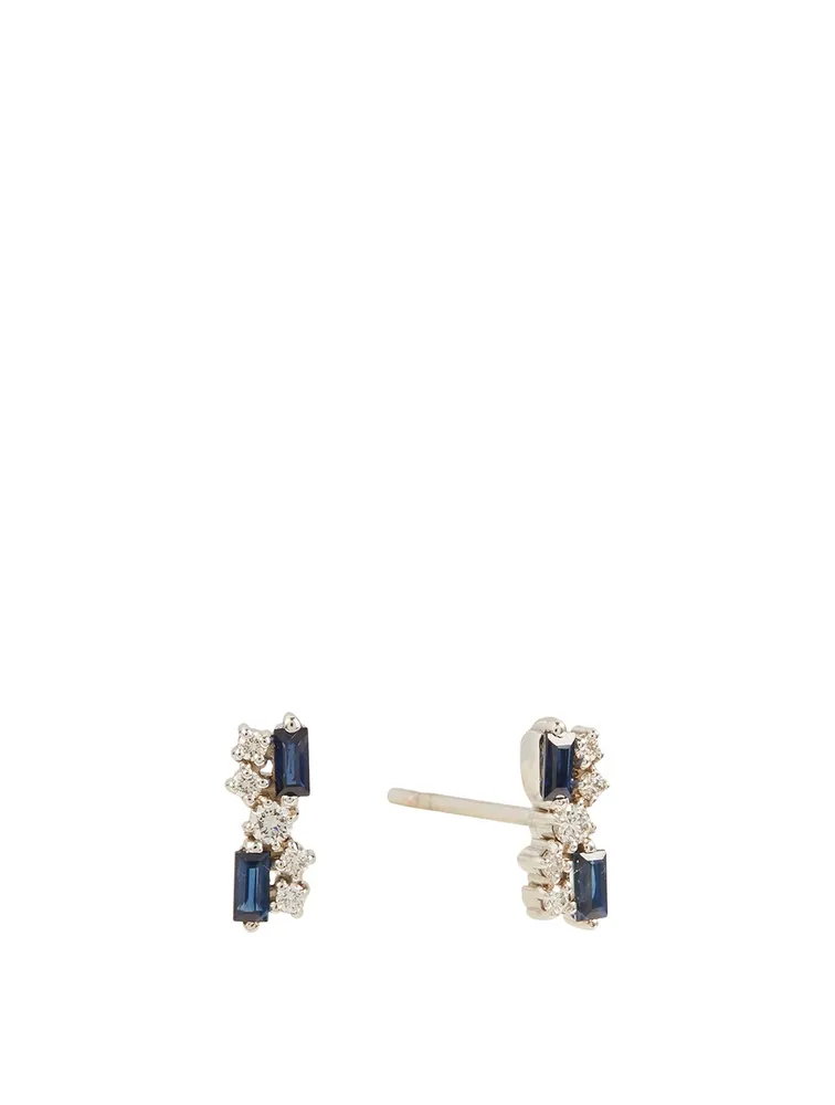 Fireworks 18K White Gold Earrings With Blue Sapphire And Diamonds