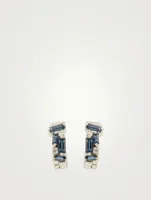 Fireworks 18K White Gold Hoop Earrings With Blue Sapphire And Diamonds