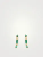 Small Fireworks 18K Gold Hoop Earrings With Emerald And Diamonds