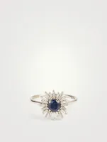 "One of a Kind" 18K White Gold Ring With Blue Sapphire And Diamonds