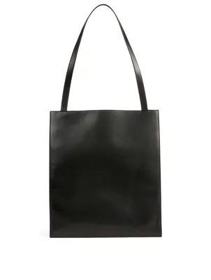 Flat Leather Tote Bag