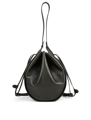 XL Drawstring Leather Hobo Bag