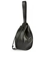 XL Drawstring Leather Hobo Bag