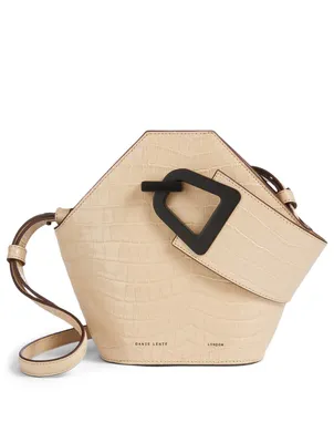 Mini Johnny Croc-Embossed Leather Hexagonal Bucket Bag