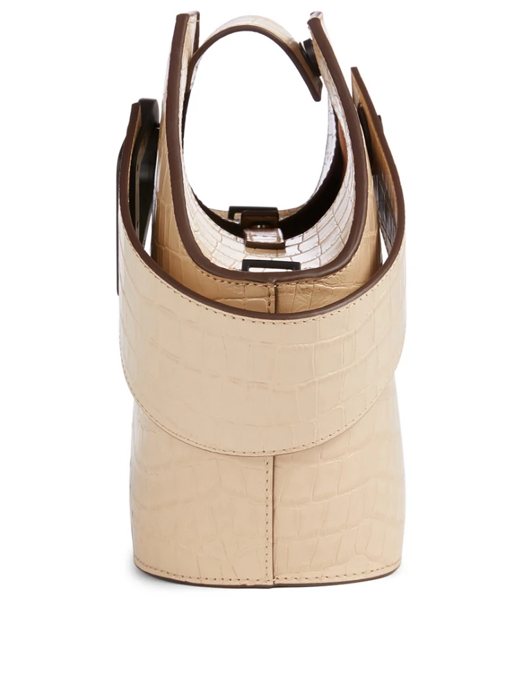 Mini Johnny Croc-Embossed Leather Hexagonal Bucket Bag