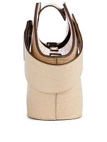 Mini Johnny Croc-Embossed Leather Hexagonal Bucket Bag