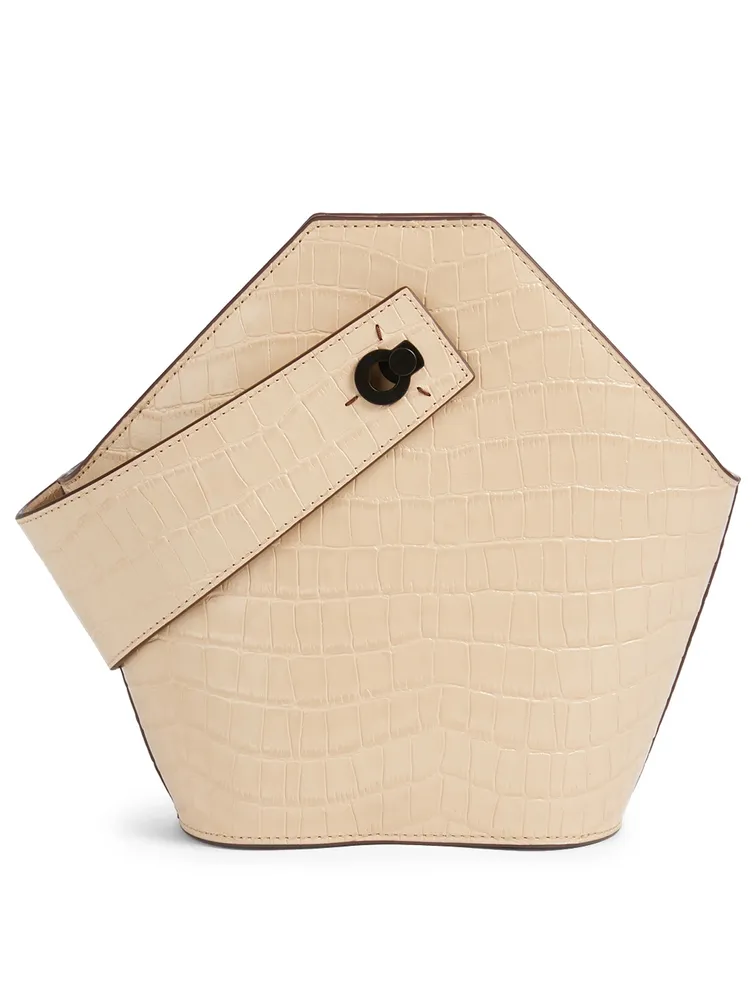 Mini Johnny Croc-Embossed Leather Hexagonal Bucket Bag