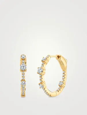 Medium 18K Gold Collins Hoop Earrings With Diamonds