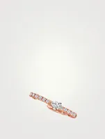 18K Rose Gold Diamond Lobe Huggie Earring With Pear Diamond Centre