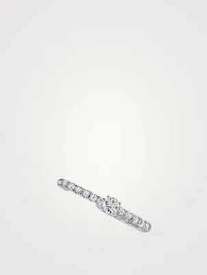 18K White Gold Diamond Lobe Huggie Earring With Round Diamond Centre