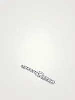 18K White Gold Diamond Lobe Huggie Earring With Round Diamond Centre