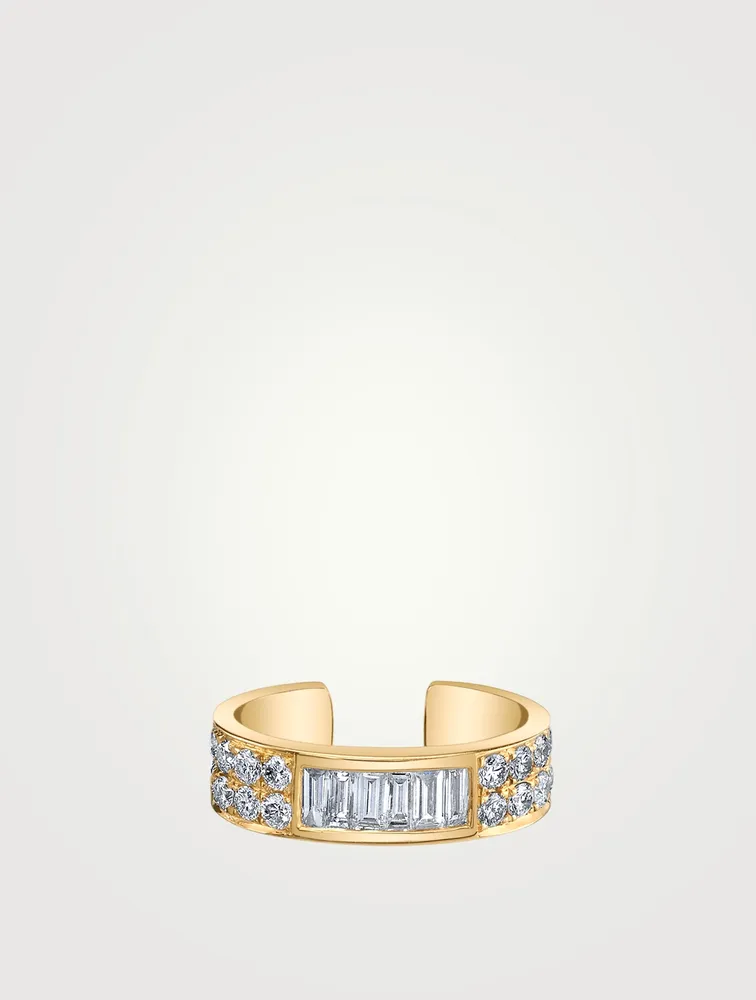 18K Gold Ear Cuff With Diamonds