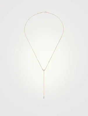 18K Rose Gold Lariat Necklace With Diamonds