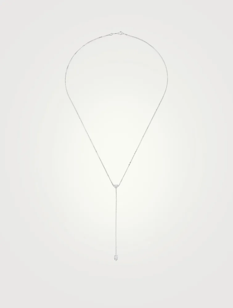 18K Gold Lariat Necklace With Diamonds