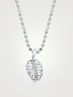 18K Gold Palm Leaf Necklace With Diamonds