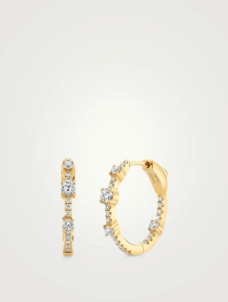 Collins 18K Gold Hoop Earrings With Diamonds