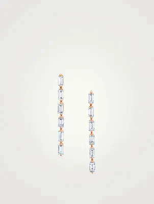 Short 18K Rose Gold Baguette Diamond Drop Earrings