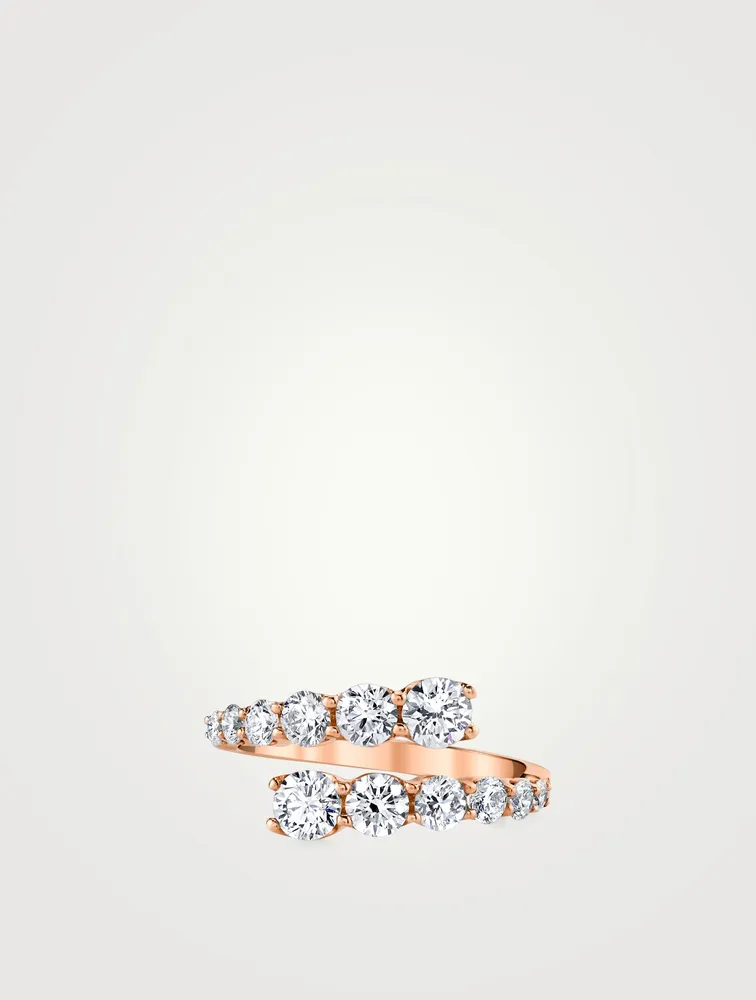 18K Rose Gold Twist Ring With Diamonds