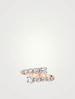 18K Rose Gold Twist Ring With Diamonds