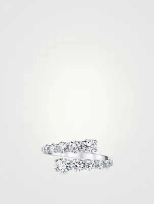 18K White Gold Twist Ring With Diamonds