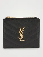 YSL Monogram Leather Zipped Card Holder