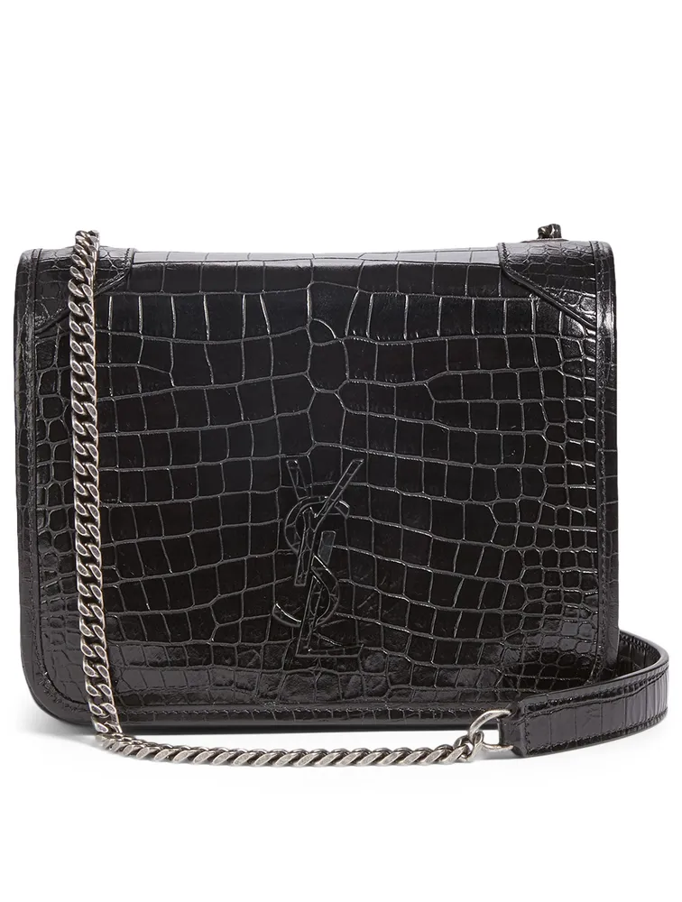 Niki YSL Monogram Croc-Embossed Chain Wallet Bag