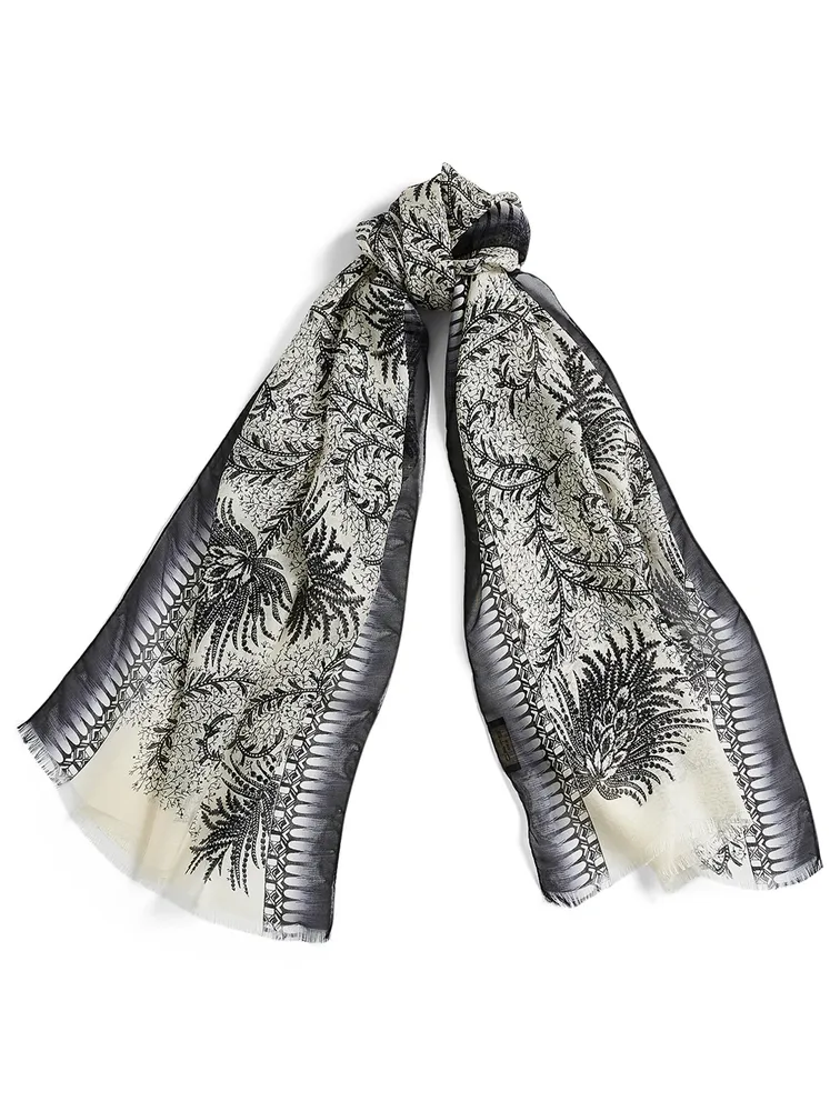 Silk Scarf In Fern Print