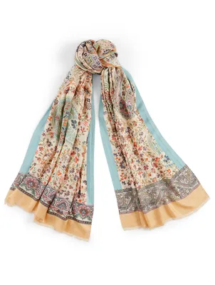 Silk Scarf In Floral Paisley Print