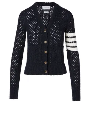 Wool-Blend Four-Bar Cardigan