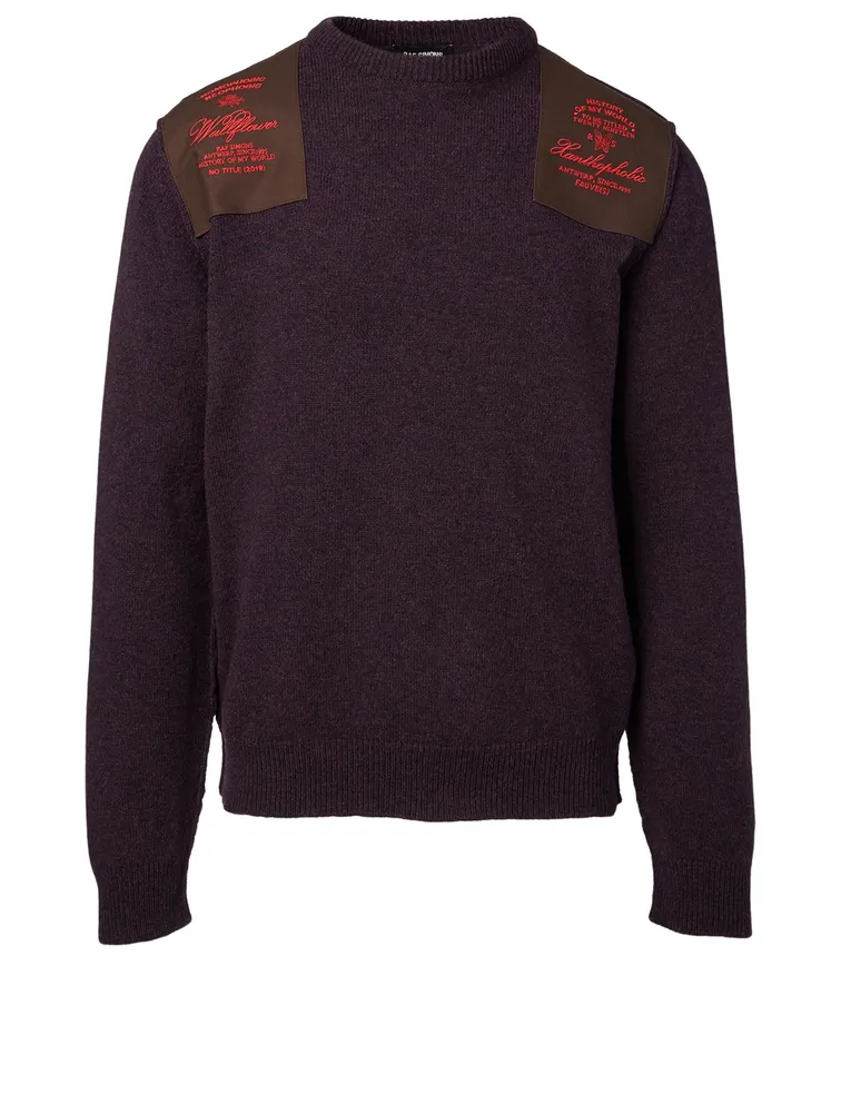 Wool Sweater With Embroidered Shoulder Patch