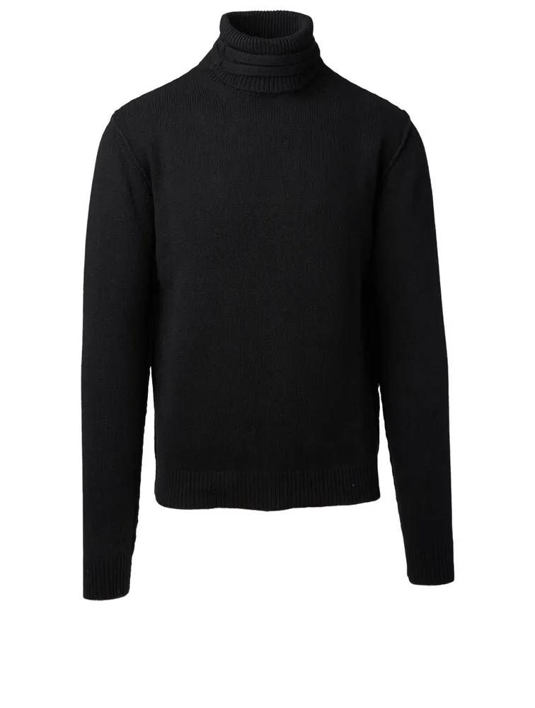 Wool Turtleneck Sweater With Double Straps