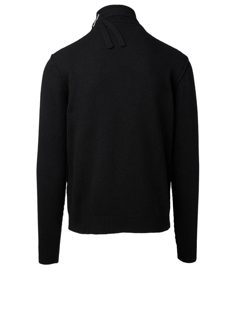 Wool Turtleneck Sweater With Double Straps