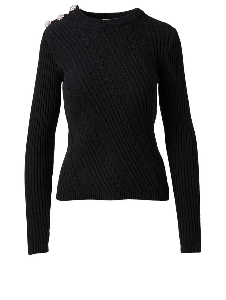 Cotton-Blend Sweater With Jewels