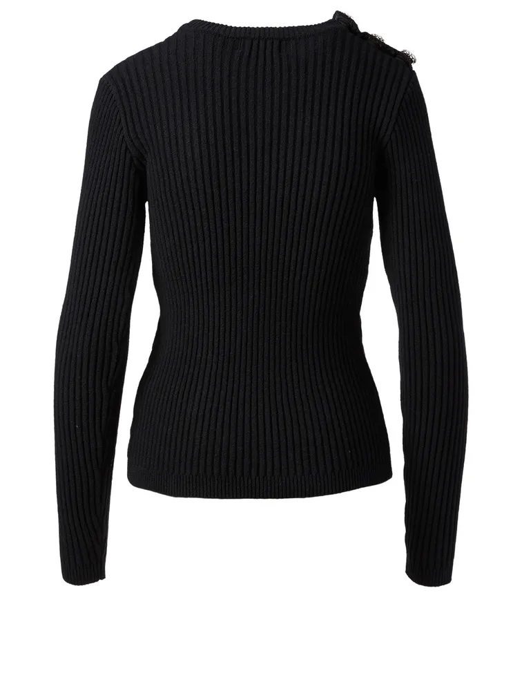 Cotton-Blend Sweater With Jewels