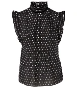 Cotton And Silk Top Polka Dot Print