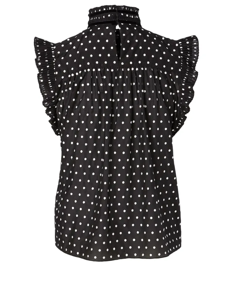 Cotton And Silk Top Polka Dot Print