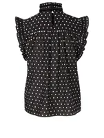 Cotton And Silk Top Polka Dot Print