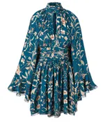 Tilda Silk High-Neck Mini Dress Floral Print