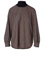 Wool-Blend Blouse Check Print