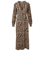 Wrap Midi Dress Tiger Print