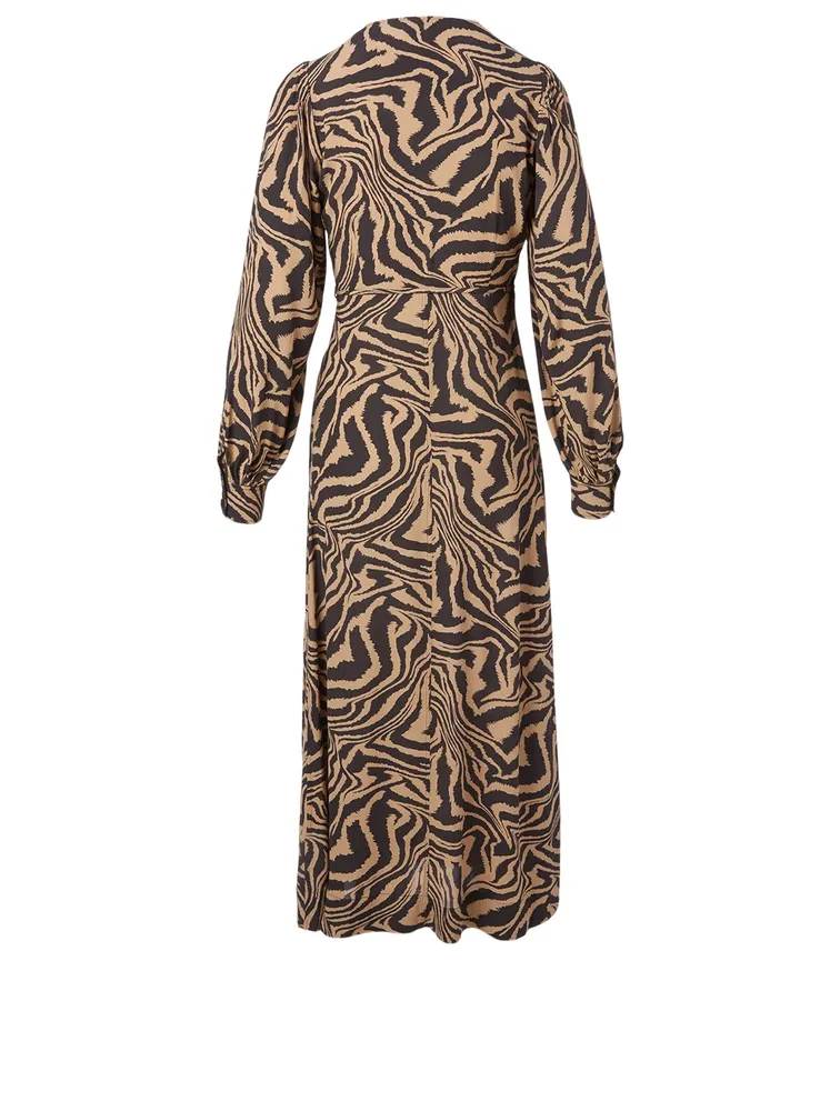 Wrap Midi Dress Tiger Print