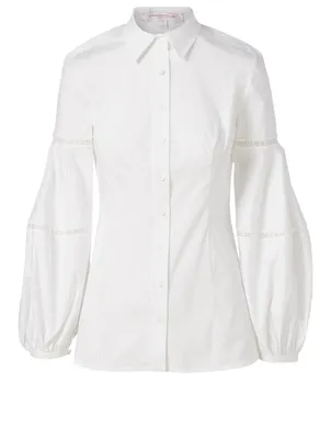 Cotton Shirt With Lace Trim