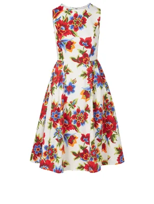 Sleeveless A-Line Dress In Floral Print