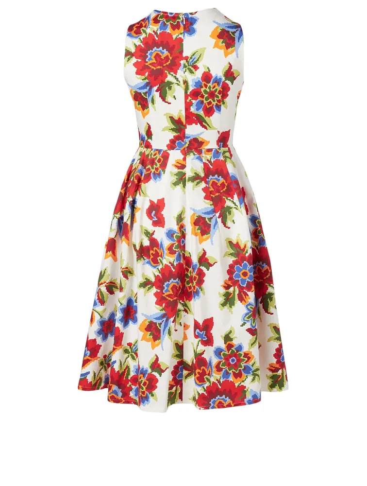 Sleeveless A-Line Dress In Floral Print