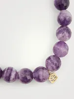 Beaded Bracelet With Large 14K Gold Evil Eye Charm