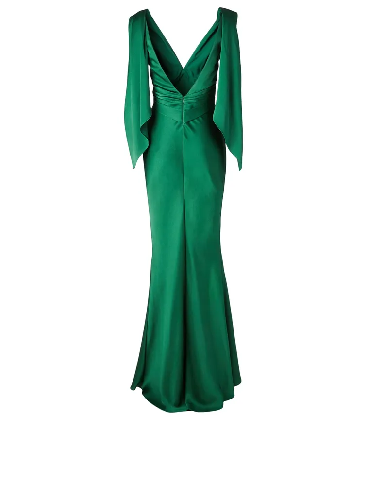 Satin V-Neck Gown