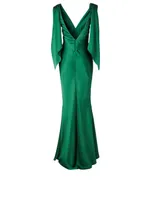 Satin V-Neck Gown