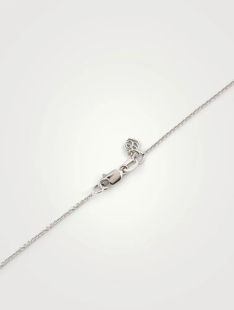 14K White Gold Medium Fleur De Lis Necklace With Diamonds