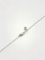 14K White Gold Medium Fleur De Lis Necklace With Diamonds